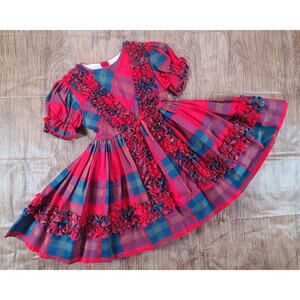 VINTAGE Martha's Miniatures Red Plaid Dress 6 Christmas Rare Full Circle Pageant